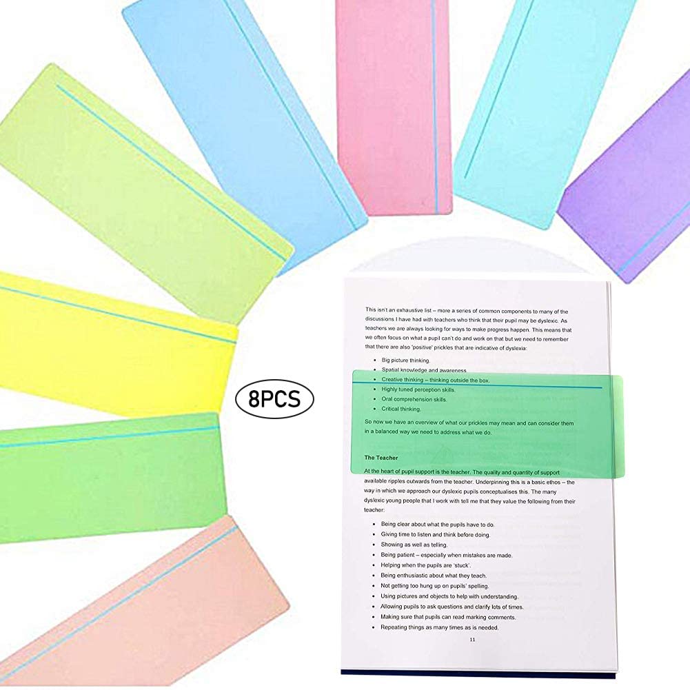 8 PCS Dyslexia Overlay Ruler, Visual Aids Original Plain Window Reading ...