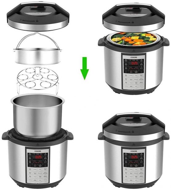 Smooce Pressure Cooker Accessories Steam Basket with Egg Steamer Rack, Divider, Fits Instant Pot 5,6,8 qt Pressure Cooker, Stainless Steel, Set of 3, Energy Class A + (0.5) - Image 3