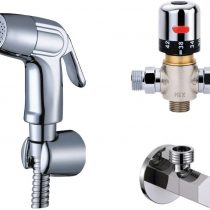 Ownace Bath Toilet Wall Mounted Thermostatic Mixer Valve Handheld Bidet Sprayer Shower Head Douche kit Set