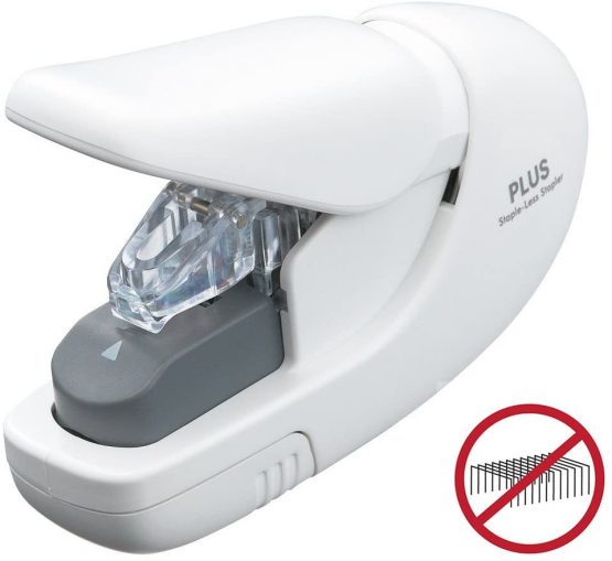 PLUS Japan, Staple-Free Stapler White, 5 sheet capacity, 1 piece pack (1 x 1 stapler)