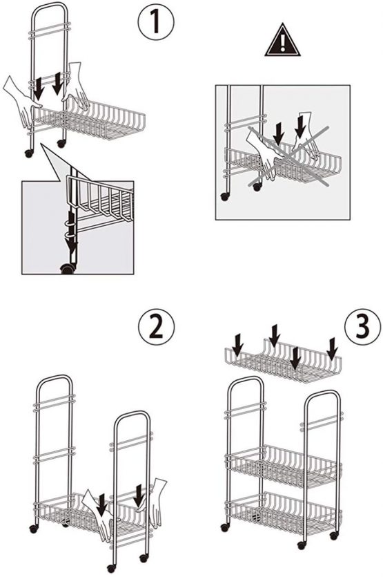 Metaltex 340103 Service Trolley Lugano with 3 Stages, Silver 41 x 23 x 63 cm - Image 4