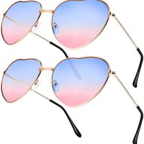 Boao 2 Pairs Hippy Specs Glasses Heart Shaped Sunglasses for Hippie Fancy Dress Accessory, Rose Gold Frame