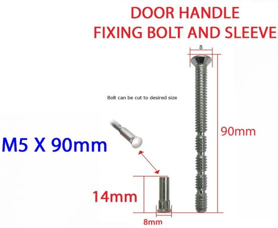 2 x M5 Chrome Bolt and Sleeve Patio Door Handle Connecting Screws Fixings and Sleeve , Male to Female, for Door Handle, Knobs, Escutcheons - Image 2