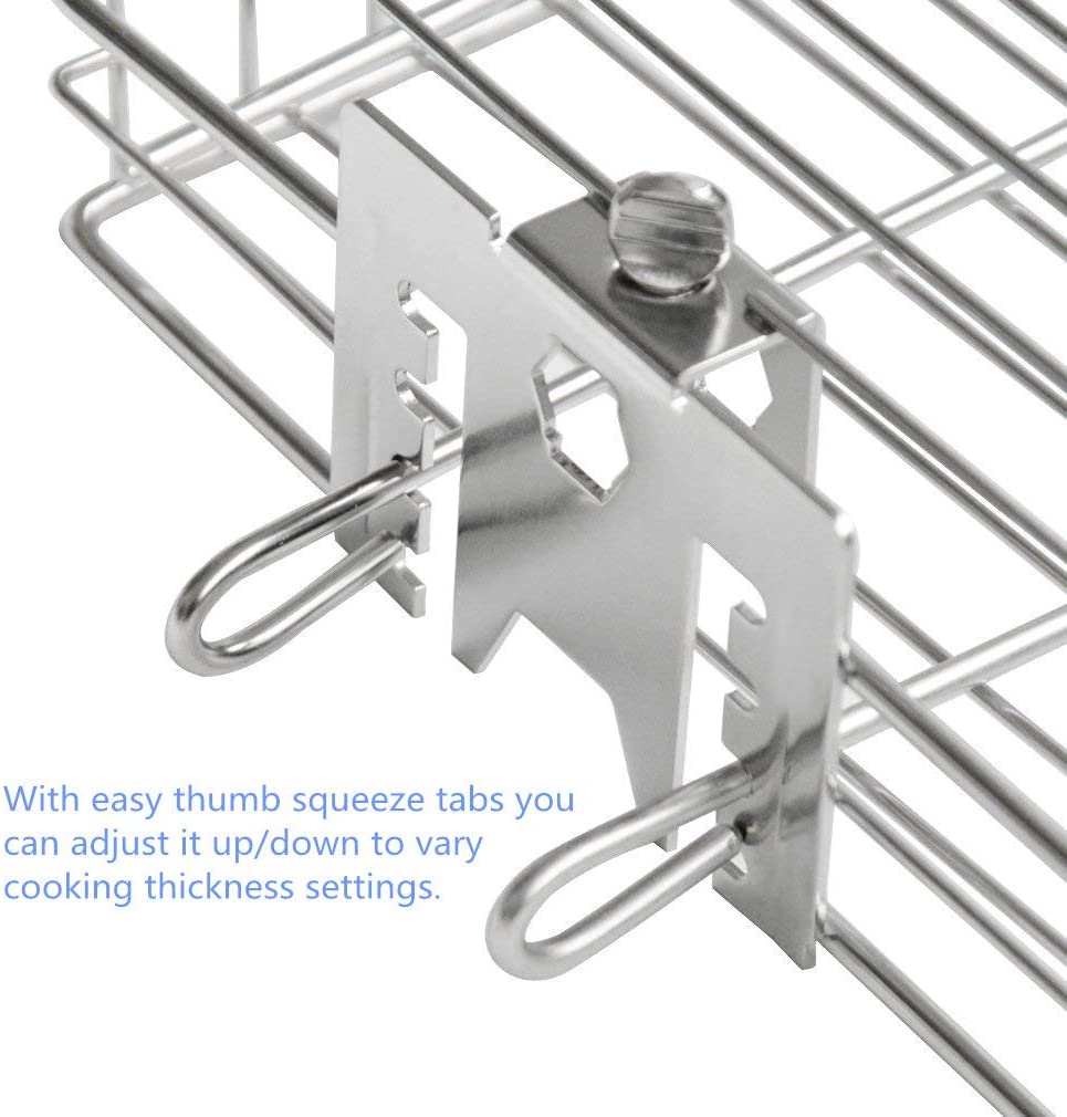 Onlyfire BRK-6042 Stainless Steel Flat Spit Rotisserie Grill Basket Fits 1/2” Hexagon, 3/8" Hexagon - Image 2