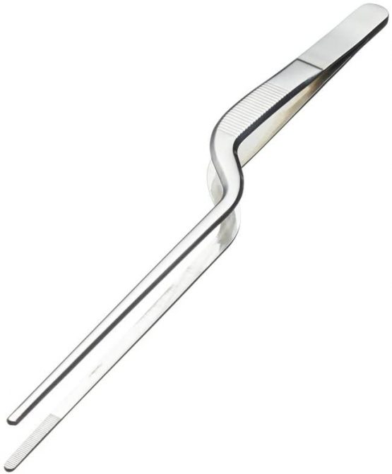 MasterClass Angled Chef Tweezers / Plating Tongs, Stainless Steel, 21 cm