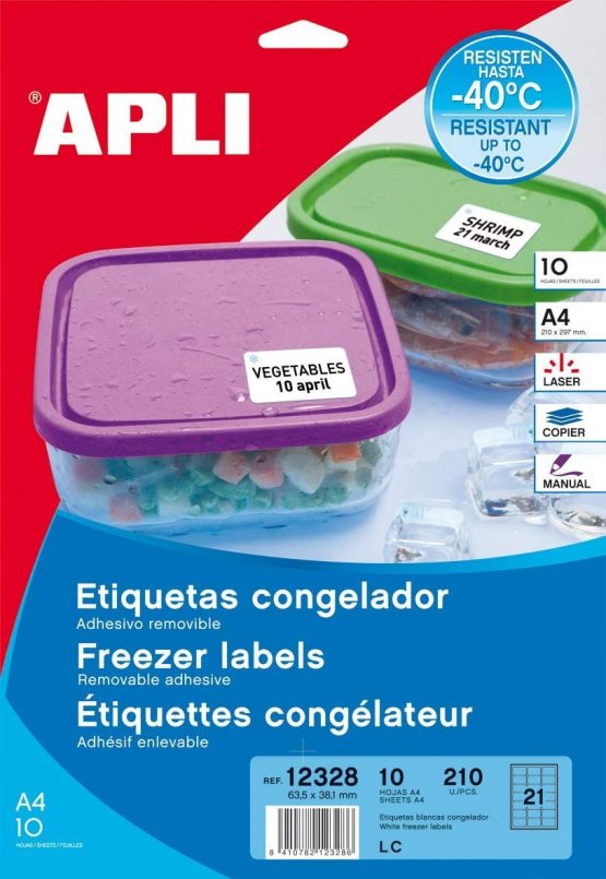 APLI 12328 – White Labels Special Freezer 63.5 x 38.1 mm 10 Sheets - Image 2