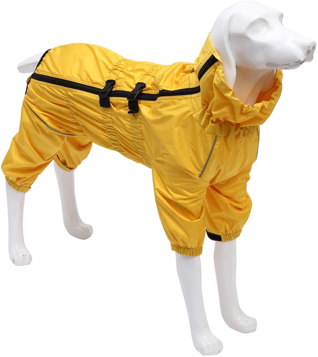 Geyecete1/2 Leg Trouser Suit,Dog Raincoat with high Waterproof for Dogs Reflective Four-Leg rain Gear Jumpsuit for Puppies Small Medium pet-Yellow-S - Image 3