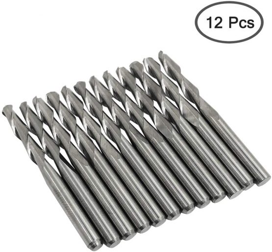 12 Pcs 1/8"(3.175mm) Ball Nose End Mills, AFUNTA Ball Nose Bits 3mm Cutting Dia Cutter, Tungsten Steel Upcut Bit 17mm Flute Length - Image 2
