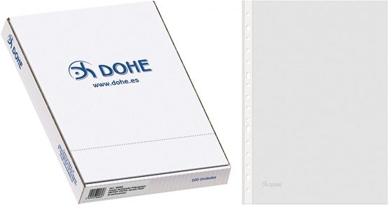 Dohe  – Pack of 100 Punched Sleeves, Folio, Clear.