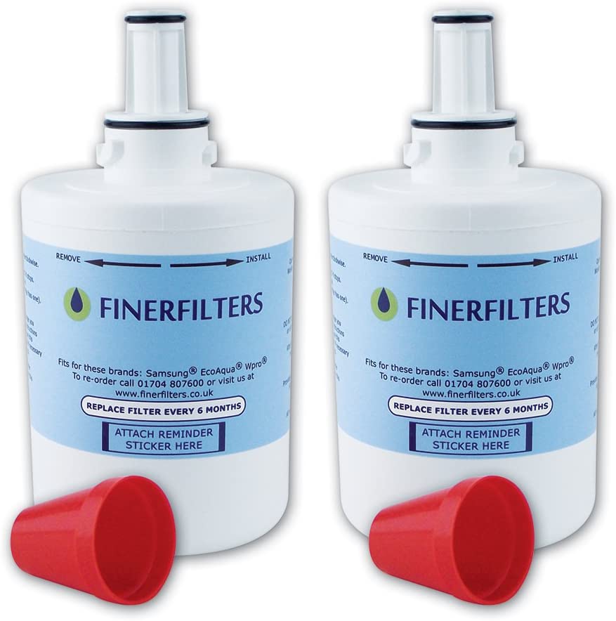 2 x Finerfilters Compatible Samsung Aqua Pure Plus Fridge Water Filter DA29-00003 Fits B F Or G Version, 2 Count (Pack of 1)