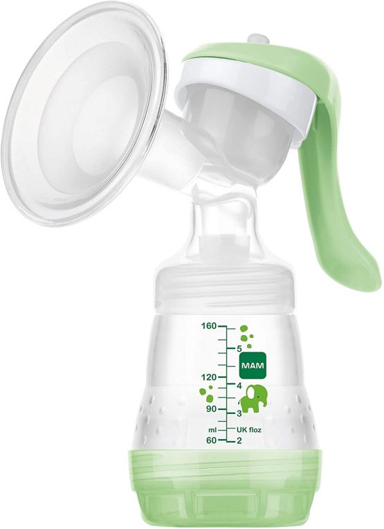 MAM Manual Breast Pump, Soft Silicone Breast Pump with 'One Size Fits All' Funnel, Baby Feeding, Newborn Essentials, (Designs May Vary)