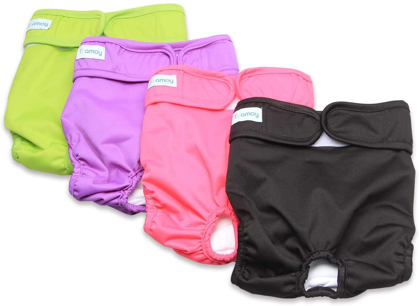 Teamoy 4pcs Pack Female Dog Nappies, Washable Dog Nappies Dog Sanitary Pants, Super-Absorbent and Comfortable, S - Image 2