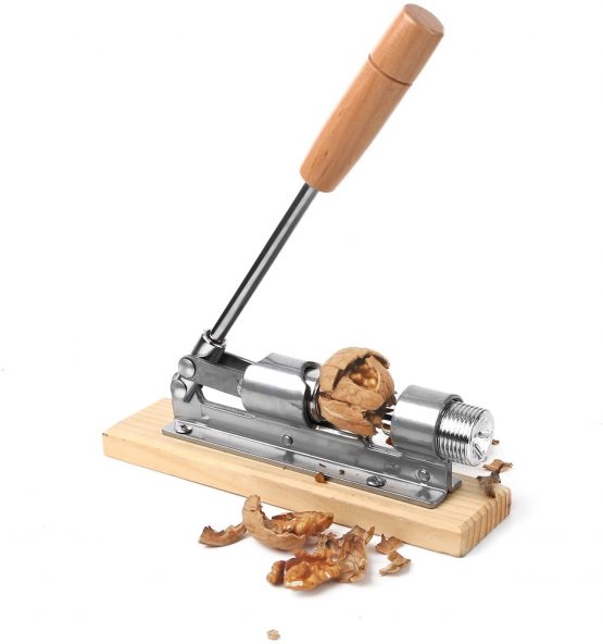 Anwenk Heavy Duty Nutcracker Pecan Nut Cracker Walnut Plier Opener Tool Desktop Wood Base & Handle - Image 4