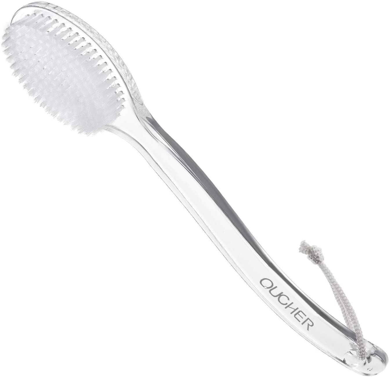 QUCHER Comfortable Long-Handled Shower Brush, Soft Nylon Body Brush, Gentle Exfoliation and Improved Skin Health