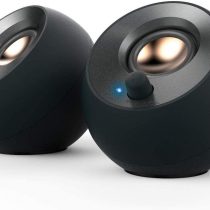 Creative Pebble V2 - Minimalistic 2.0 USB-C Powered Desktop Speakers, 3.5 mm AUX-in, Up to 8W RMS Power for Computers and Laptops, Type-A Adapter Included and Extended Cable (Black)