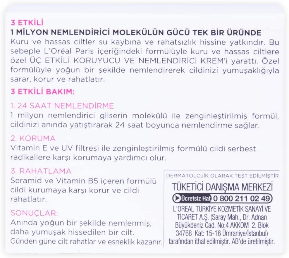 L'Oréal Paris Triple Active Day 24H Hydrating Moisturiser, Sensitive. Hydrate and Protect Sensitive and Dry Skin - Image 4