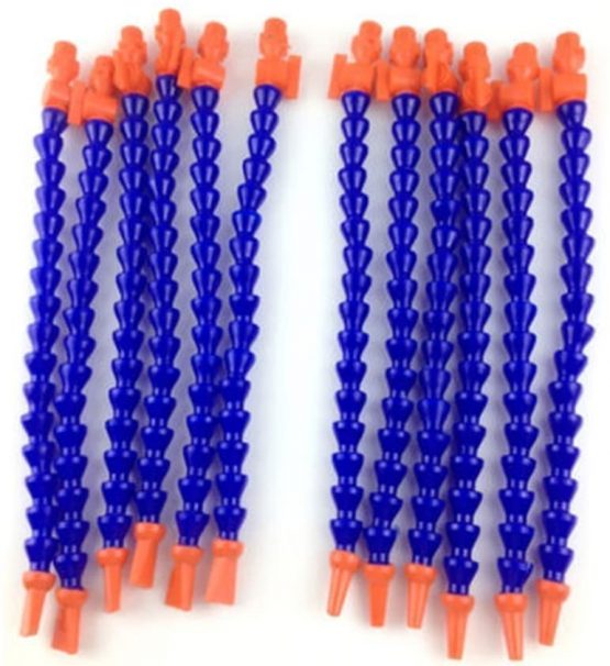 Pack of 12 Plastic Flexible Water Oil Coolant Pipe 1/4PT Adjustable with Round Nozzle 6 Pieces and Flat Nozzle for Lathe, Milling, CNC Machine, Hydraulic Machinery and Water Cooling System