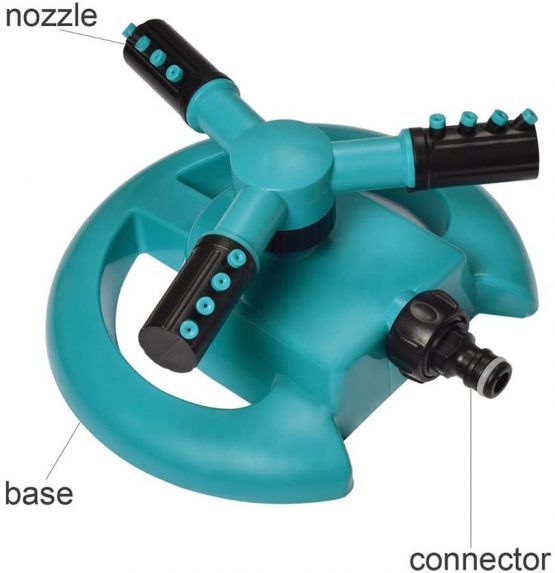 NUZAMAS 3 Arm Sprinkler And Watering Timer Set - Automatic Lawn Watering System 360 Degree Rotating Sprinkler Irrigation Controller Up to 120 Minutes - Image 3