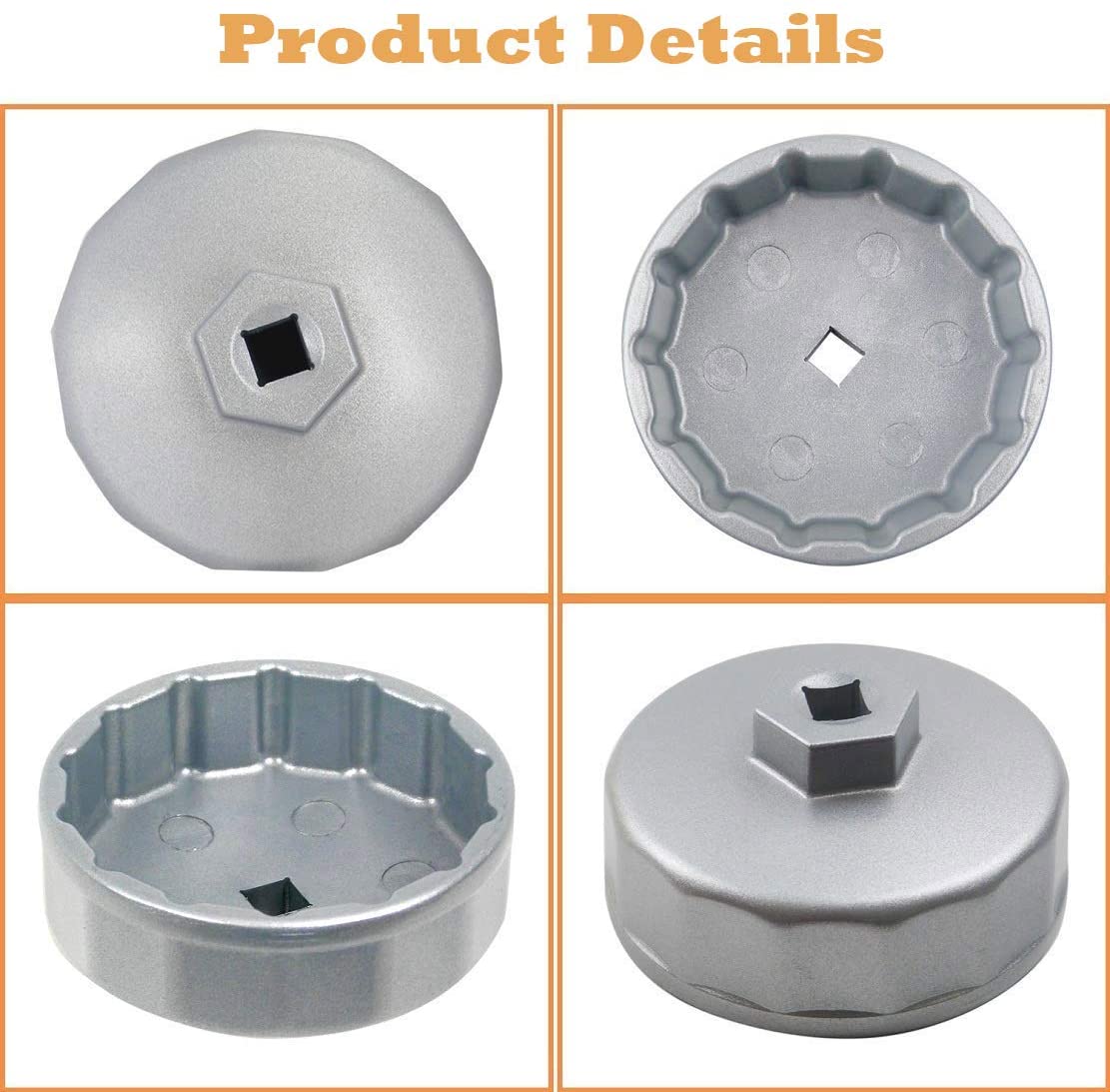 Wadoy Oil Filter Wrench 74mm, 14 Flute Oil Filter Wrench for 2.3L 2.5L Car Engine or Other Similar Types Car Oil Filter Wrench Socket Remover Tool - Image 3