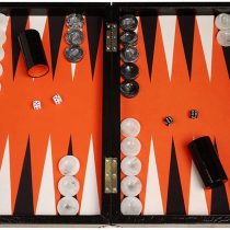 Wycliffe Brothers 21" Tournament Backgammon Set (Black Croco Board with Orange Field) - Gen III