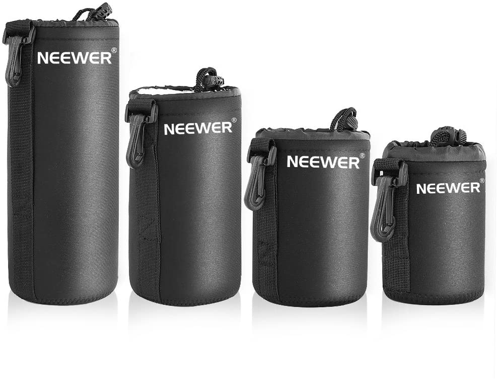Neewer Lens Case 4-Pack, Lens Pouch Bag with Thick Protective Neoprene for DSLR Camera Lens (Fit for Canon Nikon, Sony