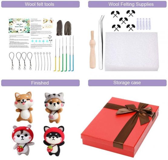 luokefe Needle Felting Kit for Beginners, Felting Starter Kit with 6 Pcs Colorful Felting Needles and Instructions, Wool Painting Kit, Wool Felting Doll Making Supplies for Christmas, Other Festival - Image 3