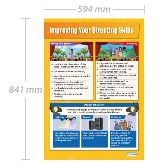 Improving your Stage Directing Skills | Drama Posters | Laminated Gloss Paper measuring 850mm x 594mm (A1) | Theatre Posters for the Classroom | Education Charts by Daydream Education - Image 2
