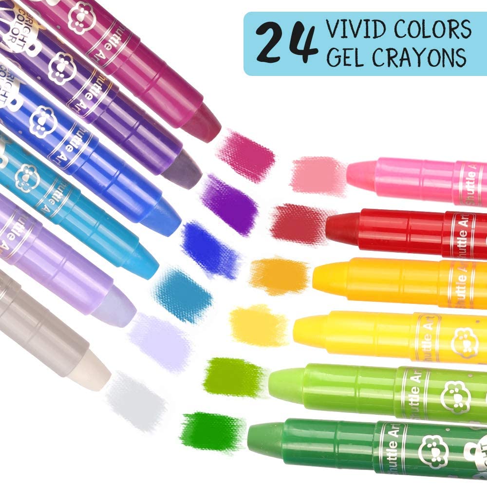 Shuttle Art 24 Colours Gel Crayons for Toddlers Non-Toxic Twistable Crayons Set for Kids Children Colouring Crayon-Pastel-Watercolour Effect - Image 2