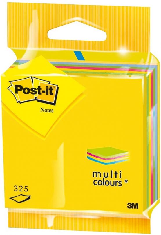 Post-it Notes - 1 Cube of 325 Notes - 76 x 76mm - Sticky Notes for Desk, Office, School and Memos - Assorted Colours