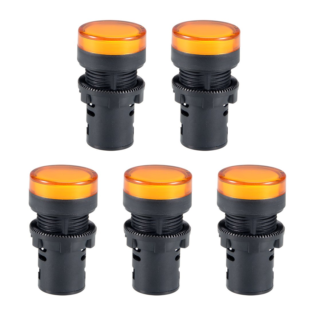 sourcing map 5Pcs Yellow Indicator Light AC/DC 24V, 22mm Panel Mount, for Electrical Control Panel HVAC, DIY Projects