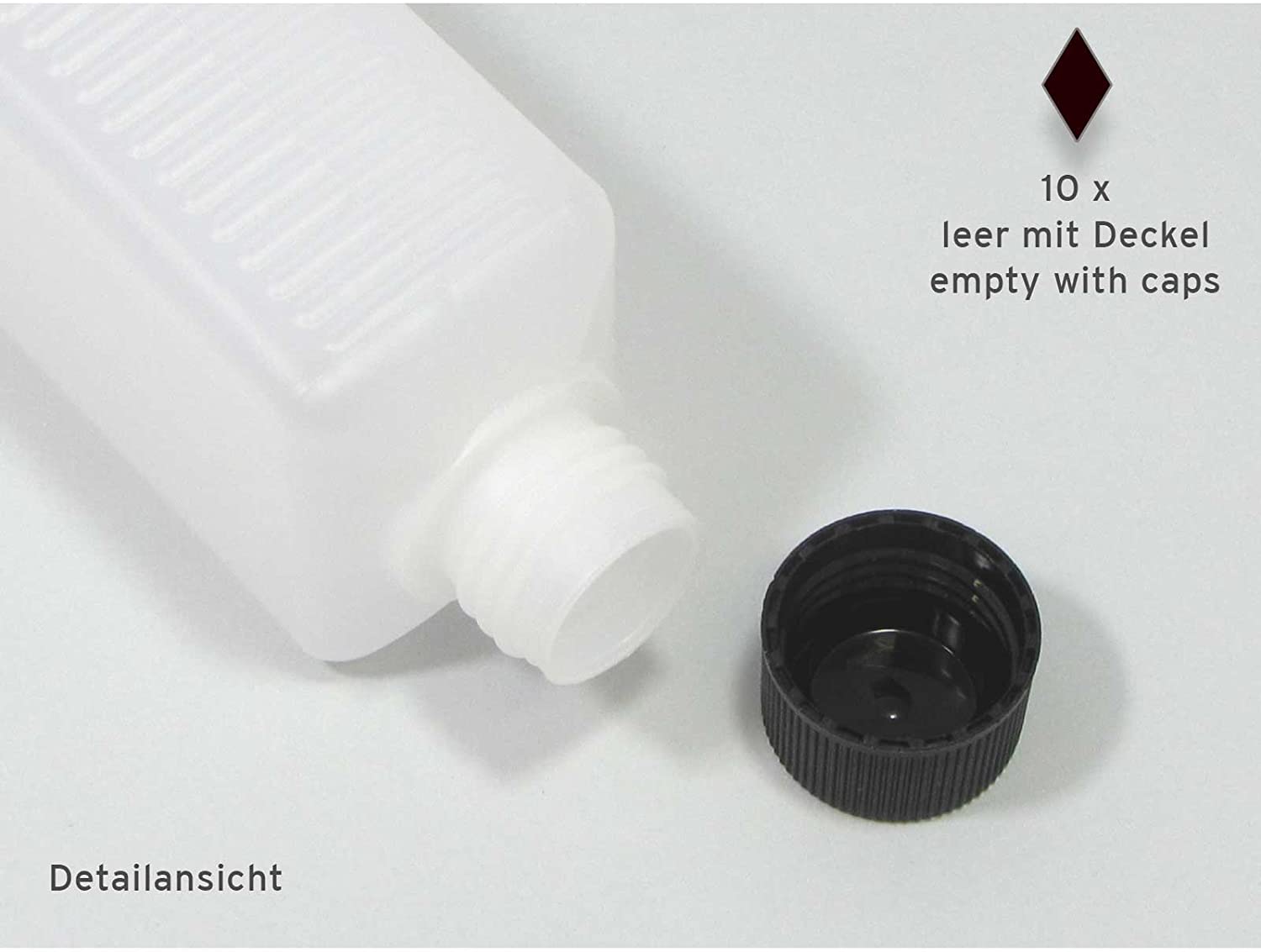 10x 250 ml Octopus HDPE Plastic Square Containers with Black Screw Caps, Transparent - Image 2