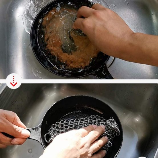 BluVast Stainless steel ring cleaner, pot cleaner, chain scrubber cleaning scraper for Dutch oven grill, 14.5 cm x 11.5 cm - Image 2