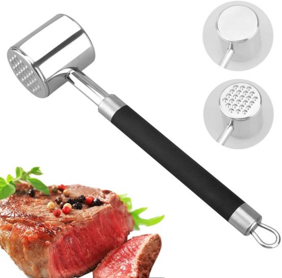 Heavy Duty Metal Meat Tenderiser Hammer Double Sided Stainless Steel