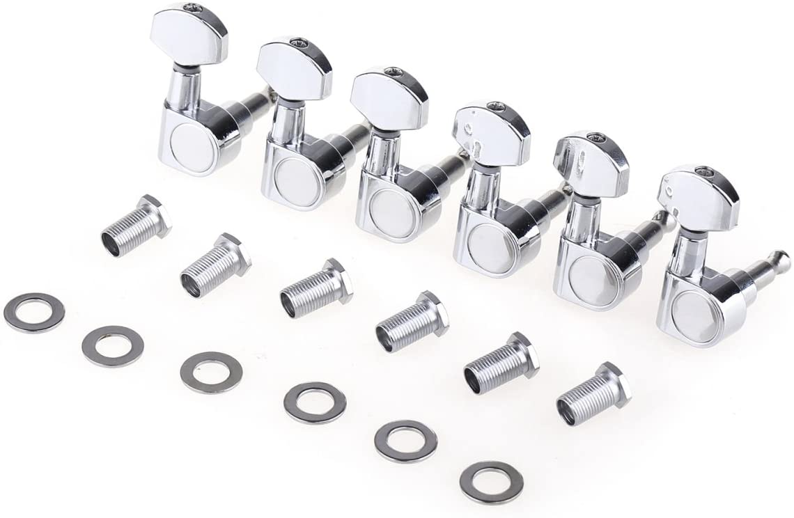 Musiclily Pro 6 inline 2-Pin Sealed Guitar Machine Heads Tuners 15:1 Ratio Tuning Pegs Keys for SQ Strat Tele Style Electric Guitar Chrome