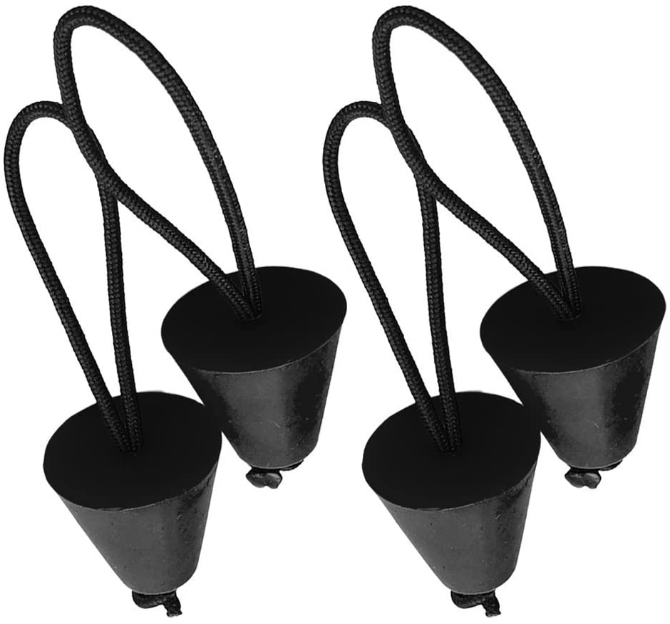 Yundxi Kayak Scupper Plug Kit Canoe Drain Holes Stopper Bung Fit all holes between 3/4" to 1.5", Black
