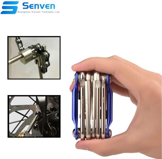 senvenelec 11-in-1 Multi-Function Portable Folding Bike Repair Tool, Bicycle Repair Tool, Mini Compact Lightweight Bicycle Repair Tool, Stainless Steel Bicycle Repair Tool and Repair kit - Black - Image 4
