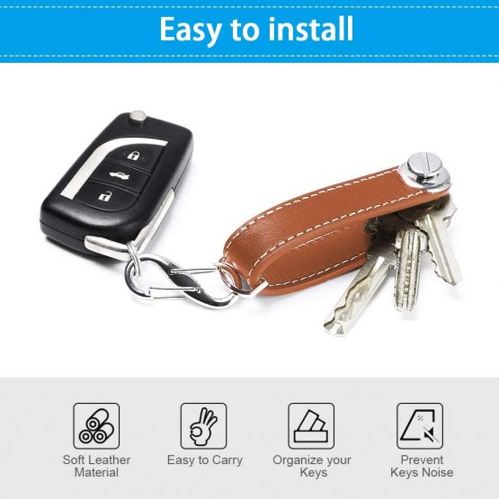flintronic Key Organizer | Genuine Leather Keychain| Pocket Smart Key Holder with Gift Box Stylish, Functional & Practical (Holds 7-9 Multiple Keys) - Image 4