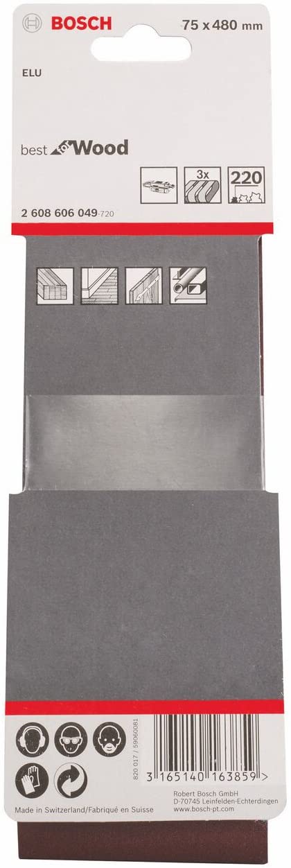 Bosch 3X PRO Paint on Wood and Hardwood X440 Sanding Belt for Sanders (for Paint on Wood Hardwood, 75 x 480 mm, Grit 220 - Image 2