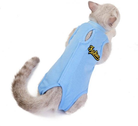 Tineer 2 Packs E-Collar Alternative for Cats- Professional Surgical Recovery Suit for Abdominal Wounds After Surgery Wear - Machine Washable - Kittens Physiological Clothes (XL, Blue + Pink) - Image 3