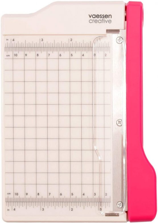 Vaessen Creative Mini Guillotine Paper Cutter, White/Pink, 4 x 6 inches