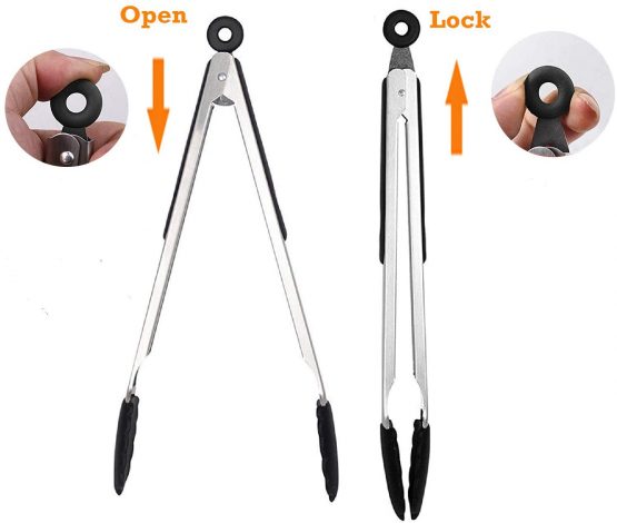 HENSHOW Kitchen Tongs Set of 3, 7”,9” and 12” Premium Stainless Steel Cooking Tongs, Non Stick and Heat Resistant Handle, Silicone Tongs for Cooking, Serving, Barbecue, Buffet, Salad, Ice, Oven - Image 4