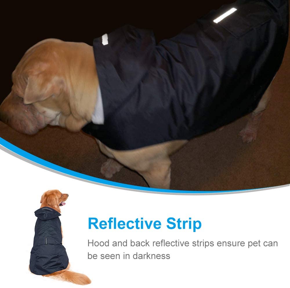Zellar Dog Raincoat with Hood,Collar Hole, 100 Waterproof UltraLight
