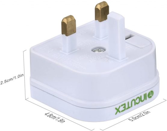 Incutex 1x Travel Adapter UK GB England Travel Adapter Type C 2-Pin on UK 3-Pin travel socket plug adapter, black - Image 4