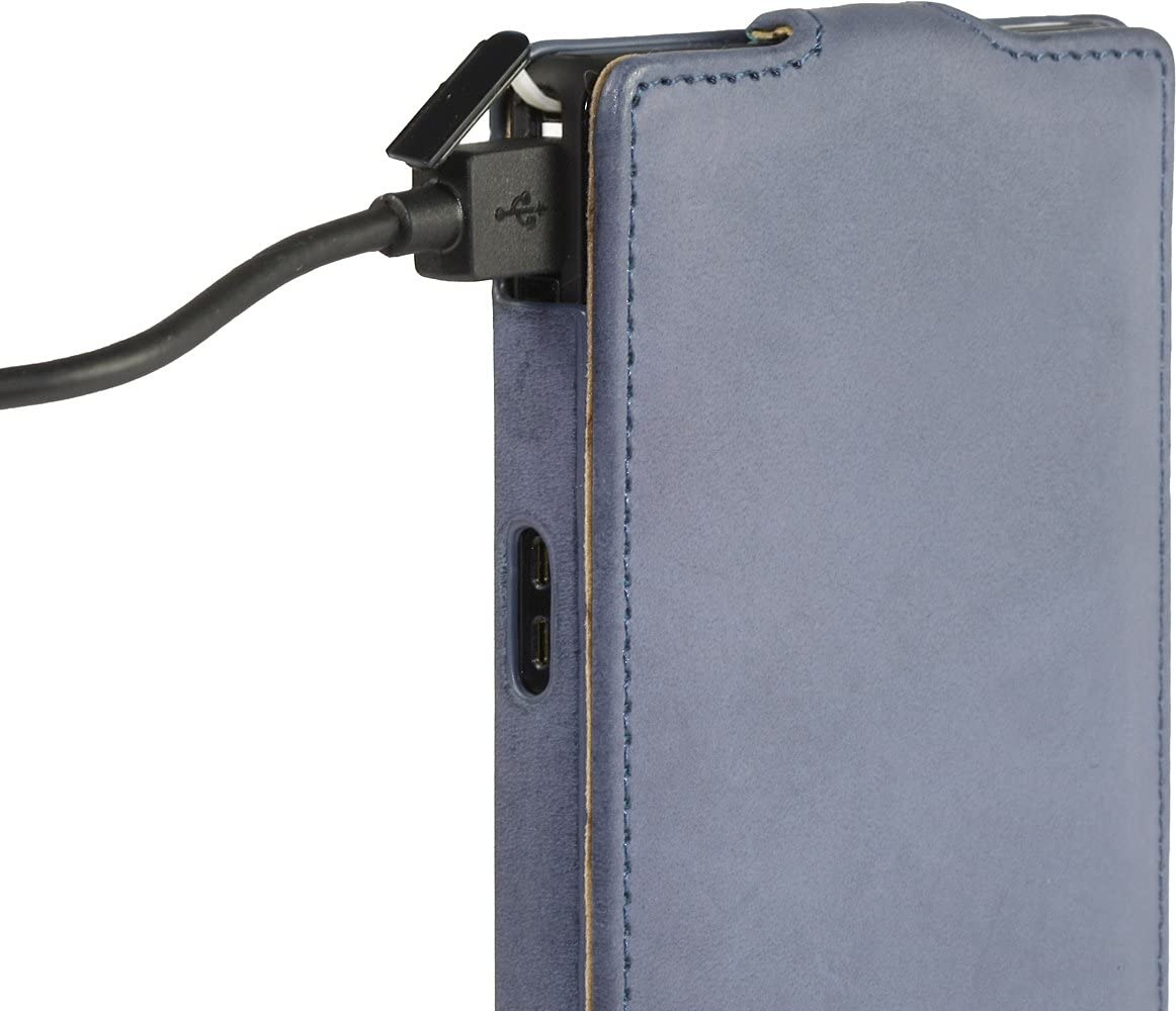 StilGut UltraSlim Leather Case for Google Sony Xperia Z Old Style Ocean Blue - Image 3