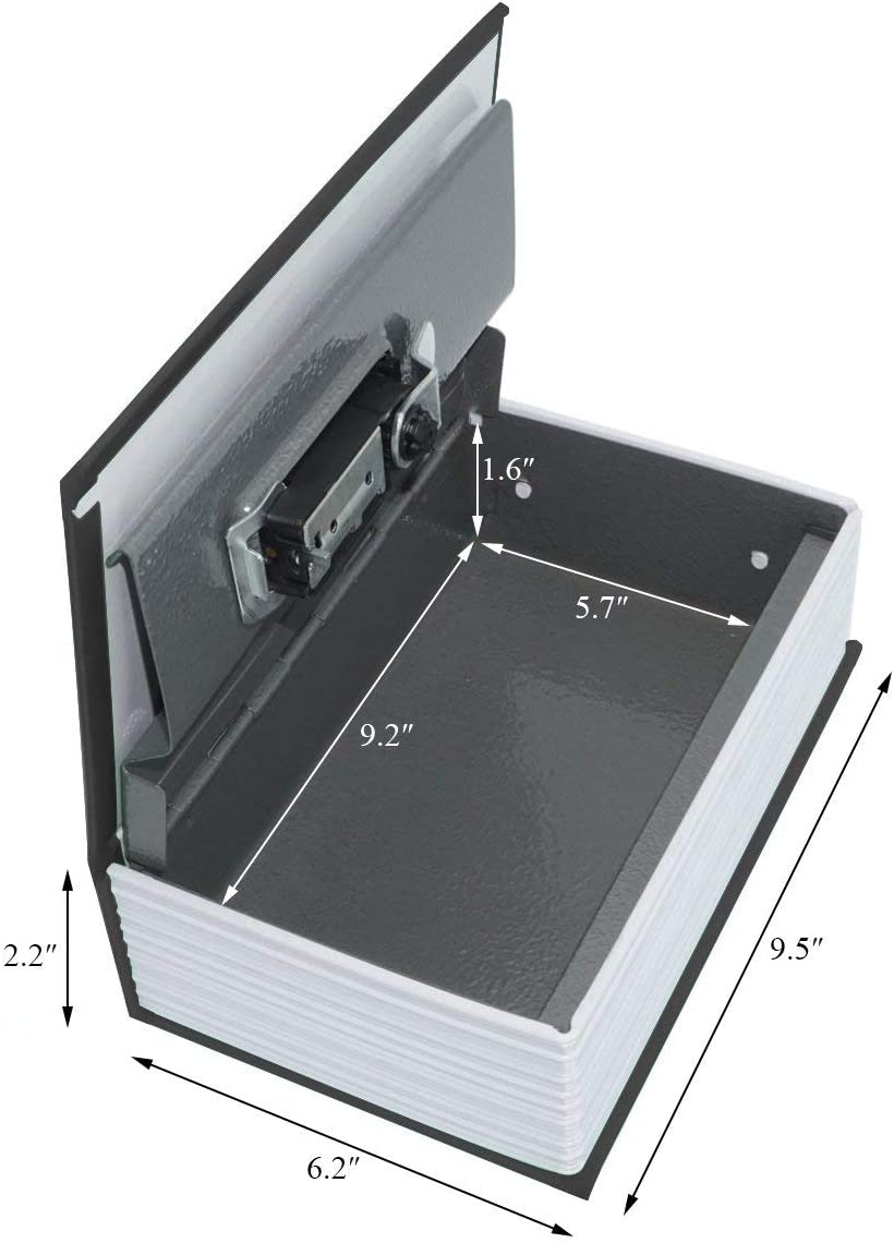 Book Safe with Combination Lock - Parrency Home Dictionary Diversion Metal Safe Lock Box, 9 1/2" x 6" x 1 1/3", Black Medium, SBH-M001 - Image 2