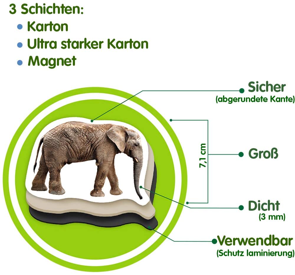 Zoo Animal Magnets for Kids, Magdum, 19 Large Fridge Magnets, Realistic Jungle Animals Learning Toy for Toddlers - Image 3