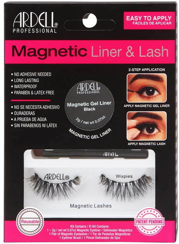 Ardell False Eyelashes Wispies Lash Kit Black No Adhesive Needed Gel Eyeliner Long-Lasting Waterproof Paraben-Fee Latex-Free Medium Volume Long Length Invisiband Vegan-Friendly Cruelty-Free Eyelashes