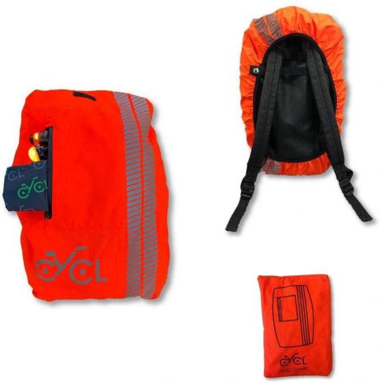 High Vis Waterproof Cycling Backpack Cover. High Visibility and Fluorescent Rucksack Cover With Reflective Tape. For Outdoor Sports, Running, Hiking - Image 2