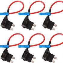 GTIWUNG 32V Car Fuse Tap, Add-a-Circuit Fuse Adapter, Standard Fuse Tap, Medium Piggy Back Blade Fuse Holder with Wire Harness(Pack of 6)