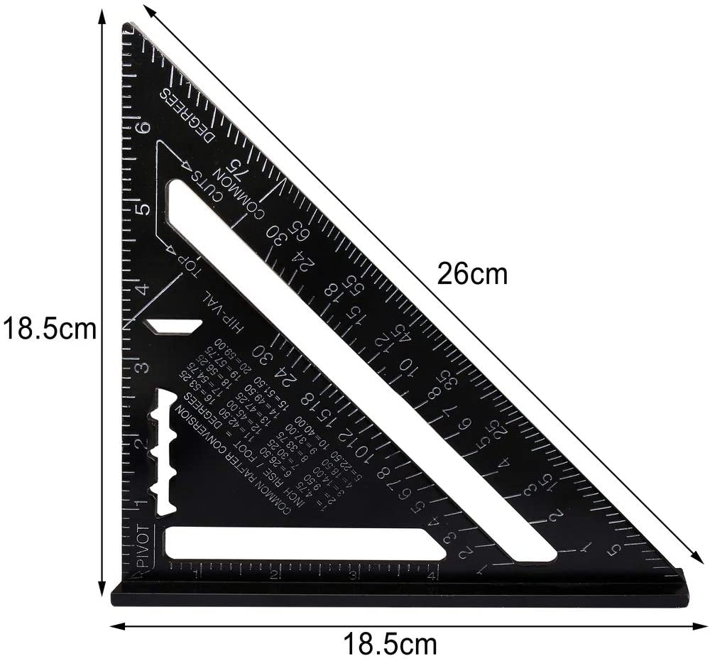 nuoshen 7 Inch Rafter Square Carpenter Square Aluminum Square Layout ...